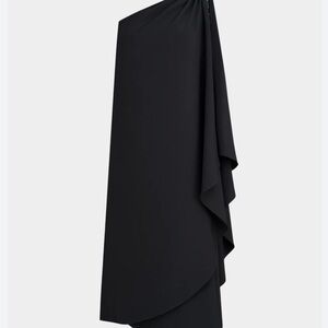 Halston Heritage Black Asymmetrical Wrap Maxi Dress